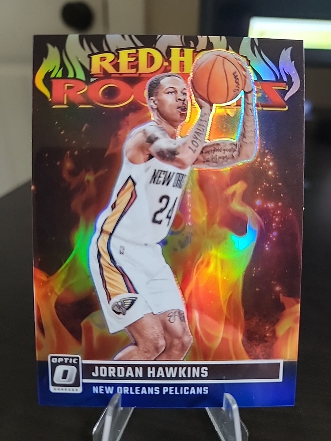 2023-24 Optic Red Hot Rookies Blue Jordan Hawkins 34/49
