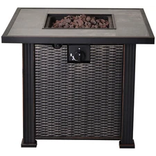Fire Pit Table Gas, 30" Square Outdoor Patio - 50,000 BTU Fire Pit Table 