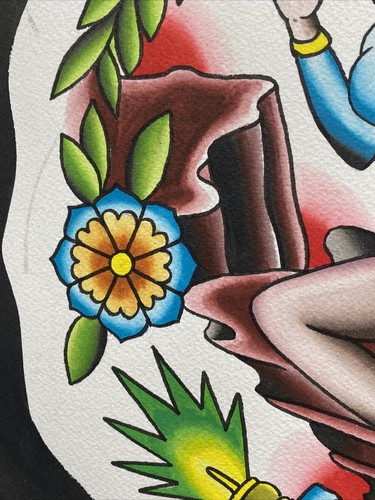 Jordan Mitchell Tattoo Artist Art Poster Vulcan Woman Blue Dress Flowers - Picture 5 of 12