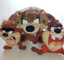 Vintage 90s Taz Tazmanian Devil Plush Lot Of 3 Warner Bros Looney Tunes 8-12"