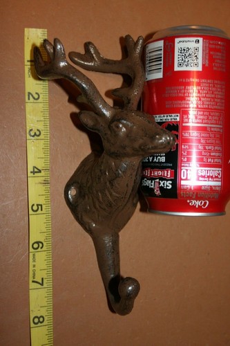 Ganchos de pared de toalla de baño de hierro fundido para decoración de baño de cabeza de ciervo de cazador de ciervos, W-41 - Imagen 6 de 12