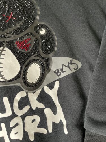 Lucky Charm Men’s Black Bkys Rhinestone Bunny Hoodie Sweatshirt (S) - Picture 4 of 7