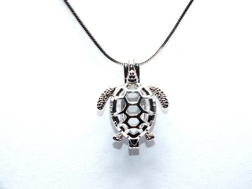Collana ciondolo gabbia perle tartaruga marina argento - regalo perfetto per gli amanti della vita marina - Foto 28 di 29