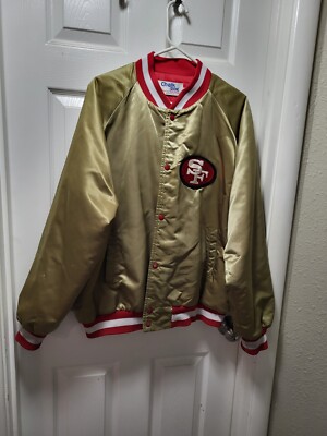 Vintage Chalk Line San Francisco 49ers Gold Satin Spell Out