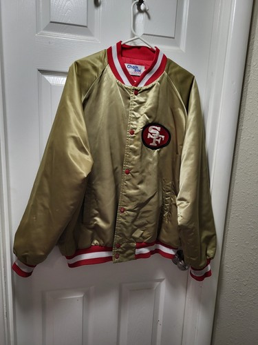 Vintage Chalk Line San Francisco 49ers Gold Satin Spell Out Jacket XXL Rare Sz - Picture 2 of 24