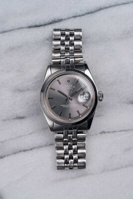 ROLEXDATEJUST Ref.1600 マットブラック　文字盤 1970年 Rolex Datejust Black Gilt Dial Box and Papers Ref 1600