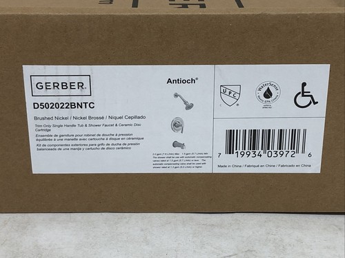 Gerber Antioch Tub & Shower Faucet Trim Kit - Brushed Nickel D502022BNTC - Picture 2 of 3