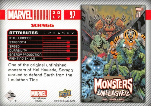 SCRAGG / 2017 MARVEL ANNUAL (Upper Deck 2018) BLUE PARALLEL BASE Card #37 - Picture 2 of 2