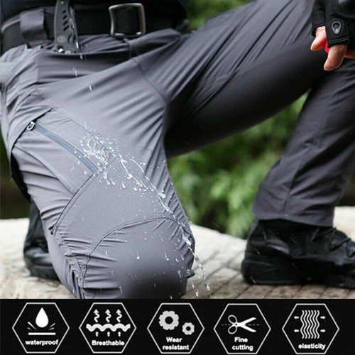 Men's Work Cargo Pants Tactical Combat Pants Outdoor Hiking Waterproof Trousers - Picture 12 of 28
