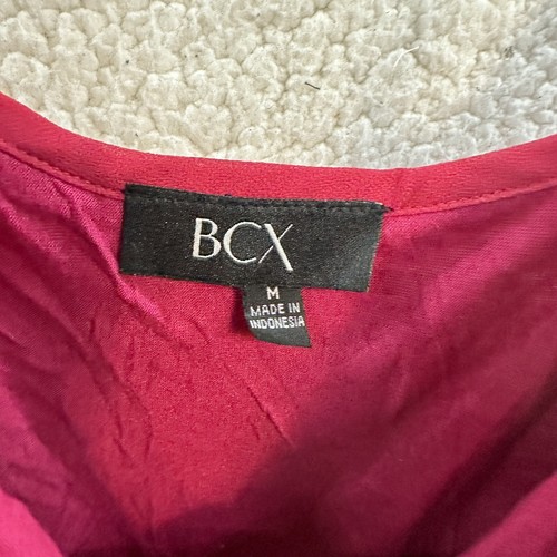 BCX Off Shoulder Long Sleeve Tie Front Top With Straps Fuchsia Pink Women’s Sz M - Picture 9 of 12