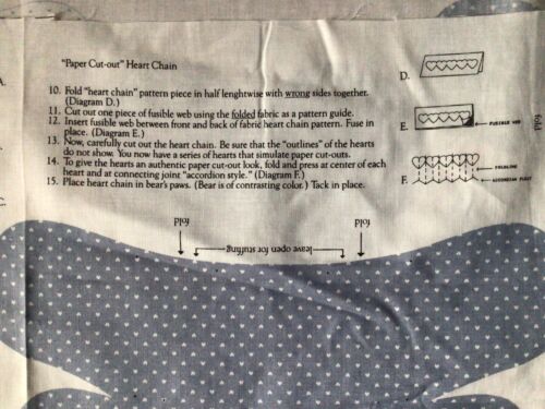 VIP Cranston Fabric Panel Cut & Sew Valentine Bears With Heart Chain blue/white - Picture 6 of 7