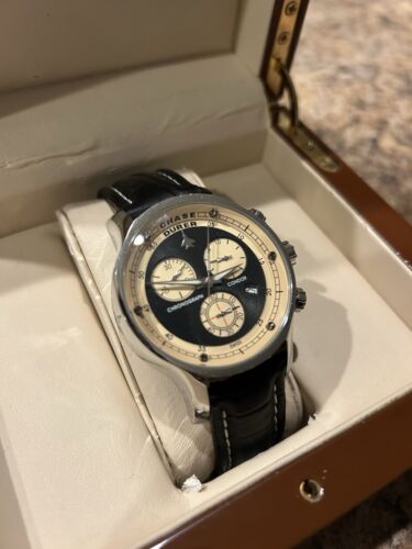 CHASE DURER CONDOR CHRONOGRAPH SCHWARZES ZIFFERBLATT SCHWARZES LEDER HERREN UHR AUTOMATIK - Bild 2 von 6