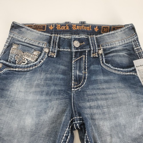 Rock Revival Arjan A203 Straight Stretch Premium Blue Jeans Mens Size 30x32 - Picture 7 of 22