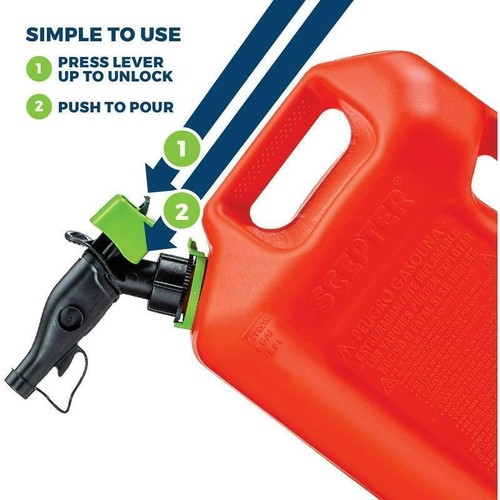 5 Gallon Smart Control Gasoline Container Squeeze Flow Rate Easy-Flo Spout Red - Picture 6 of 9