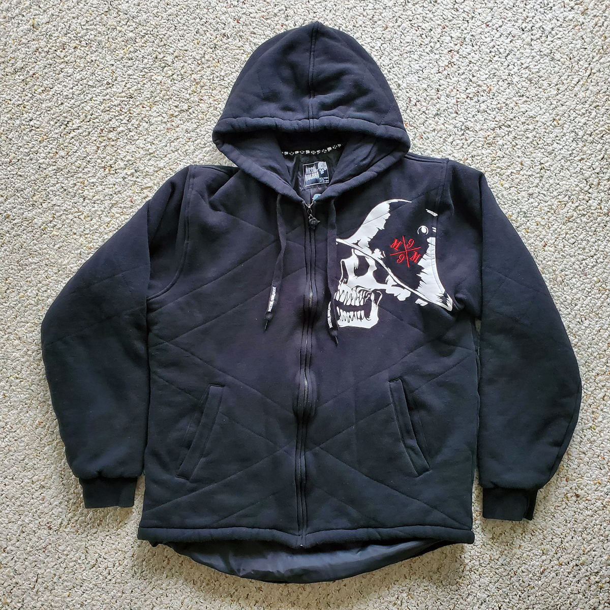 Y2K Metal Mulisha Full Zip Hoodie Lined Jacket Skull & Helmet