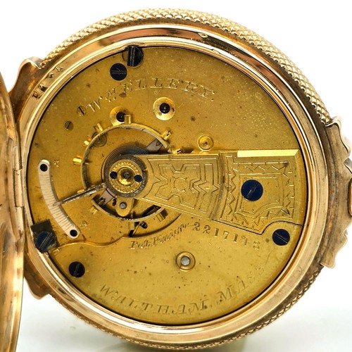 14K Gold Hunter Case Waltham Pocket Watch | Antique CA1883 - Picture 8 of 9
