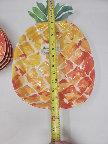 Tommy Bahama Pineapple Shaped MELAMINE Serving Platter Bowl & 4 Dinner Bowls New - Picture 7 of 8
