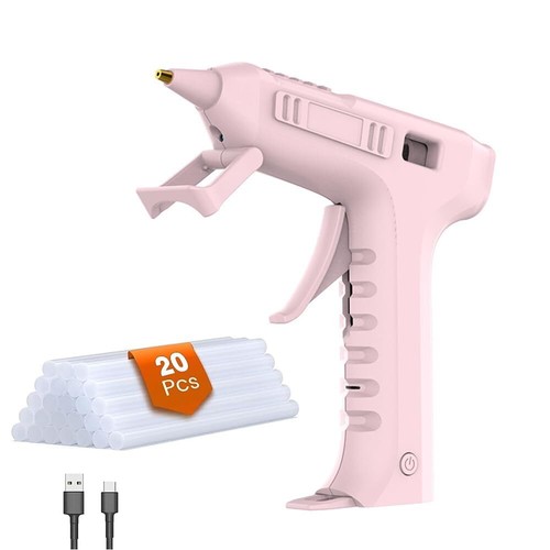 Cordless Electric Hot Melt Glue Gun Rechargeable DIY Repair Heating Tool Pink