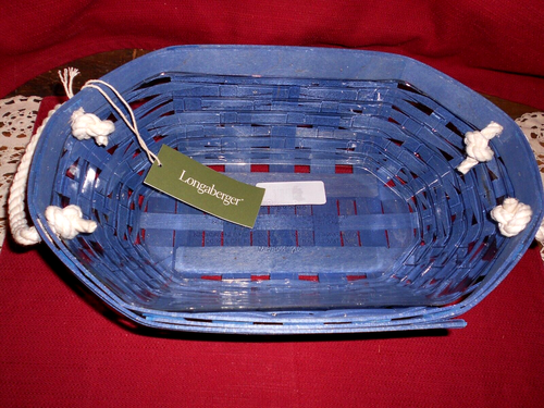 Longaberger 2023 OVAL  BOLD BLUE  ROPE BASKET & PROT!   NEW!    USA!   BIN! - Picture 1 of 6
