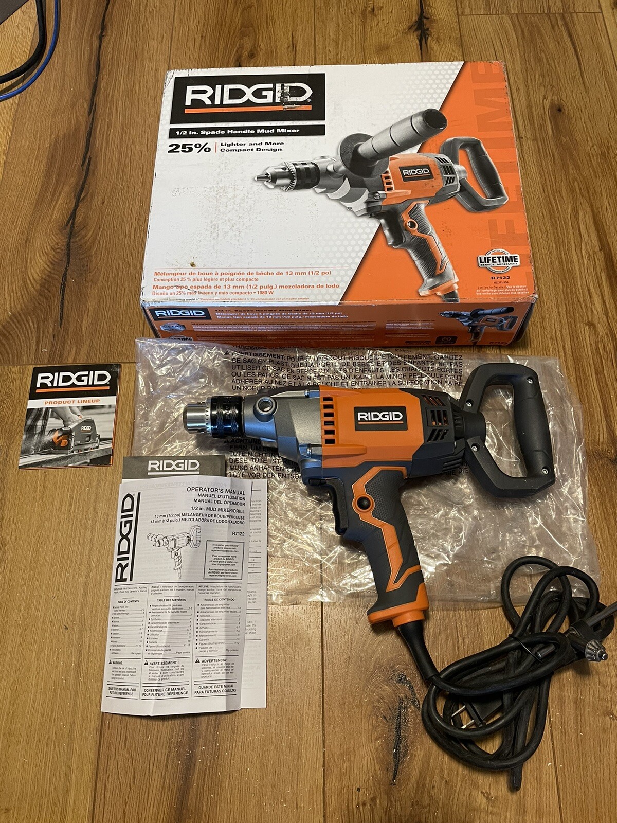 Ridgid R7122 Spade Handle Mud Mixer 9 Amp 1/2 Inch Variable Speed Power