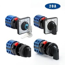 20A Rotary Cam Switch Silver Changeover Selector Single Hole Installation 22mm