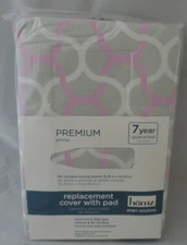 NEW HOMZ Cotton Padded Ironing Board Cover Pink Gray White Elastic WStraps