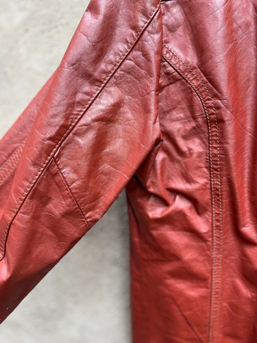 Vintage McGregor Orange Brown Leather Safari Jacket Size 42 - Picture 6 of 8