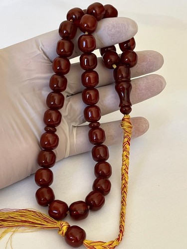 Vintage Ottoman Faturan Rosary 33 beads سبحة فاتوران قلم الماني حر خام قديم - Picture 7 of 24
