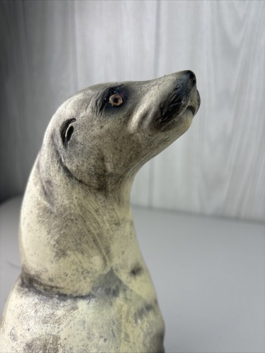 Vintage Handmade Signed Sea Lion Seal Artist Initials E.S. C '87 10" Tall Heavy - Picture 4 of 24
