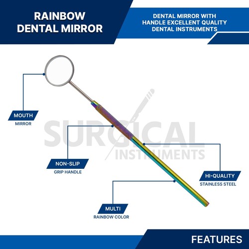 100 Dental Mirror #5 Multi-Color Surgical Oral Care Instruments German Grade - Picture 3 of 7