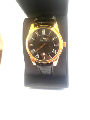 Limit Herren Vintage Datum Quarz Rose Vergoldet Lederarmband Watch&box 2115