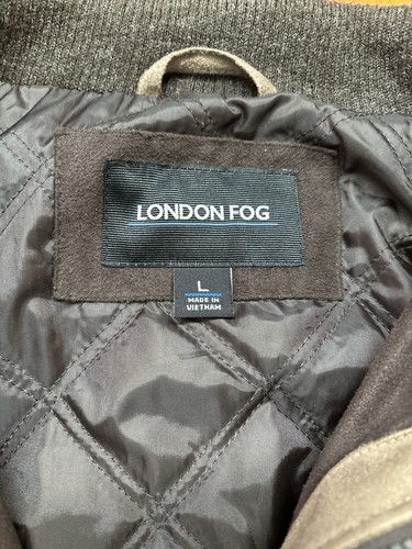 London Fog Men's Brown Faux suede jacket Quilt Lined Zipper Works Size Large - Picture 3 of 8
