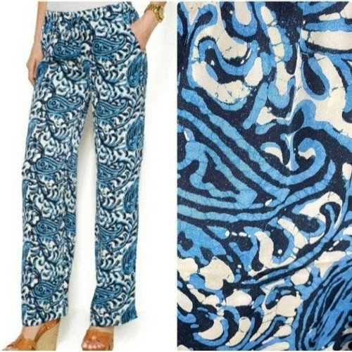 Michael Michael Kors Pants Womens 8 Wide Leg Satin Palazzo Paisley Hippie Boho - Picture 1 of 15