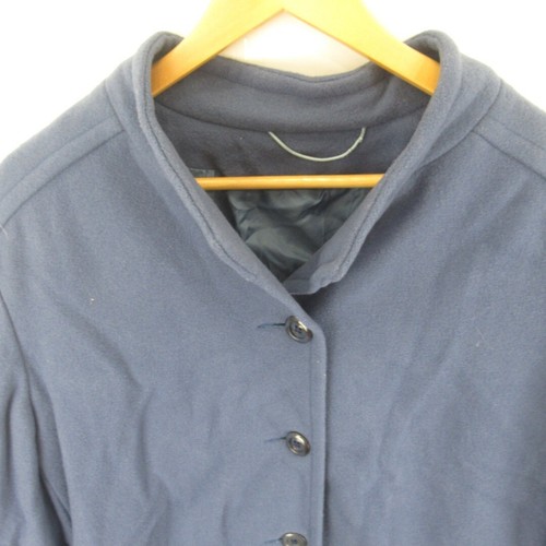 Women's 100% Pure New Wool Blue Coat Size 20 Belted Unbranded 4-Button Lined - Picture 9 of 24