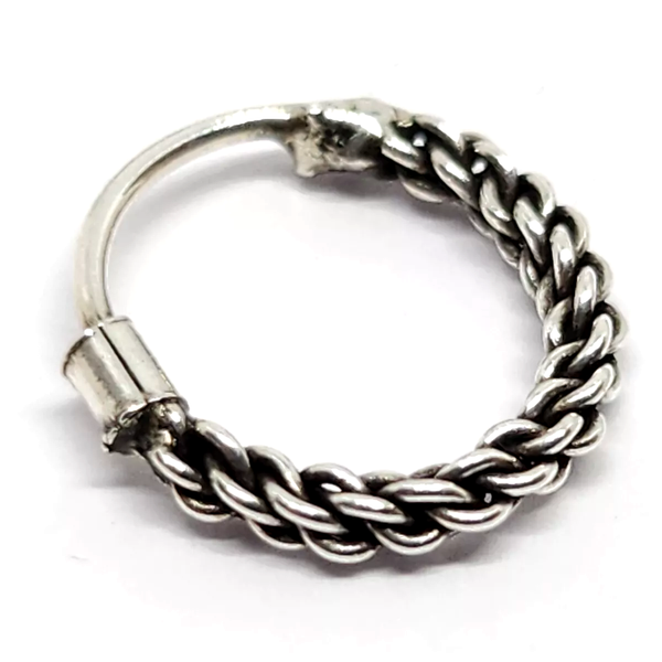 Nasenring Seil Kette Geflochten 22 G (0,6 Mm) 925 Sterling Silber Ring KöRper...-image