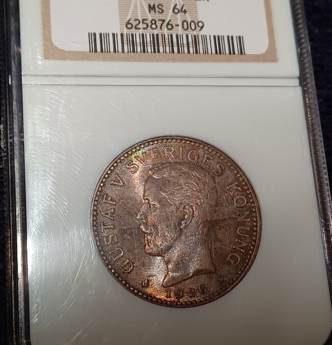 GEM TONED 1926 Sweden 2K NGC MS64 Kronor silver unciculated - Picture 8 of 8