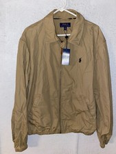 Polo Ralph Lauren Men's Lined Full Zip Bomber Windbreaker Water Repellent Tan XL