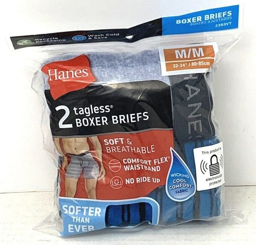 Slip boxer uomo Hanes confezione da 2 senza etichette traspirante taglie 32-34M, 40-42XL - Foto 5 di 5