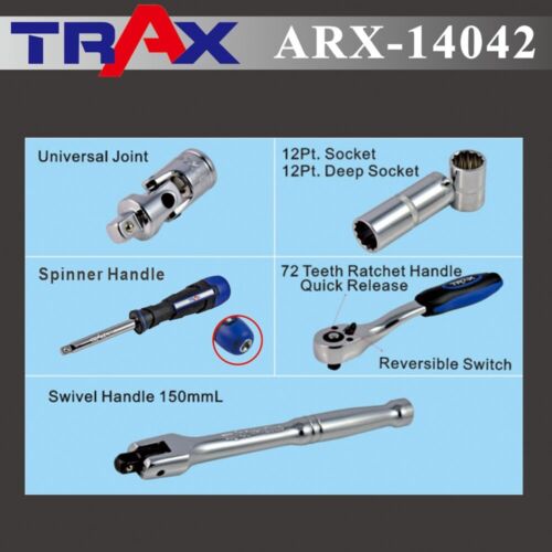 Trax ARX-14042 1/4" Drive Premium Metric/SAE Socket Set – 42Pc Professional Set - Picture 8 of 11