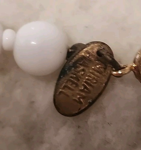 Miriam Haskell Signed Set Rare 1950's White Glass Necklace & Earrings 30 Inch - Picture 6 of 14