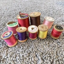 Vintage Wood Thread Spools Mixed Lot of 9 Corticelli Belding Bros J P Coats