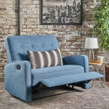 Callade Contemporary Button Tufted Upholstered Loveseat Recliner w/ Tonal Piping