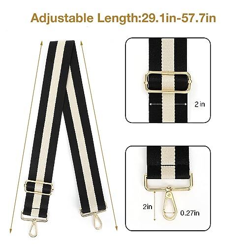 Handtaschenriemen Ersatz Crossbody Handtasche Riemen für A: schwarz & milchweiß 2 Zoll - Bild 3 von 6
