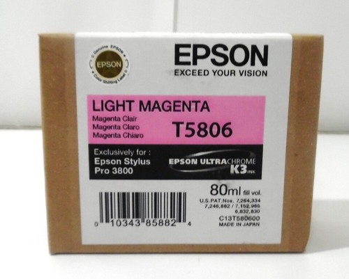 Epson Pro 3800 LIGHT MAGENTA UltraChrome K3 Ink T5806; Mixed Exp 03. 2011-13 - Picture 1 of 2