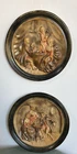 Pair Of French Wall Plates In Stoneware From The 40s With Noble Scenes