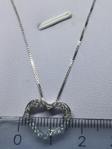 KETTE SILBER 925 DAMEN HALSKETTE HALSKETTE AMEN ANHÄNGER HERZ PAVÉ MIT STEINEN - Bild 4 von 10