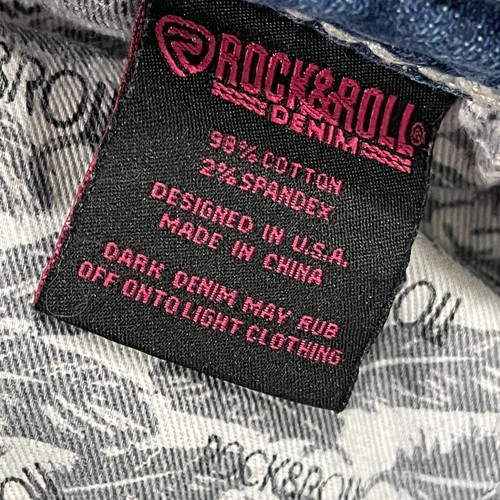 Rock & Roll Denim Trouser Jeans Womens 34x32* Blue Distressed Flare Wide Leg - Picture 5 of 13