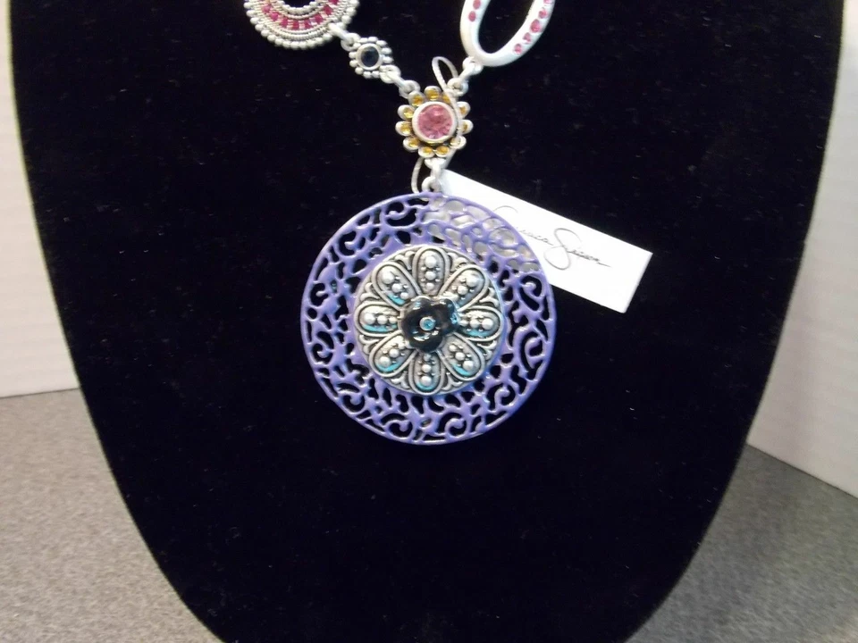 全新 Jessica Simpson HOT Nights 多色水钻 银色链式项链 — 第 4/4 张图片