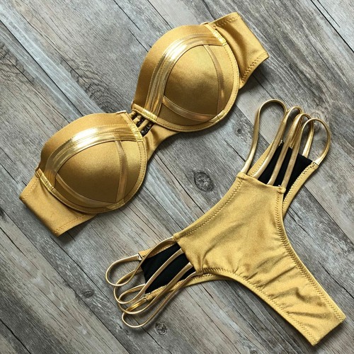 Women Swimwear Bandage Bikini Set Push-up Bra Bathing Suit Swimsuit Tankini - Bild 13 von 18