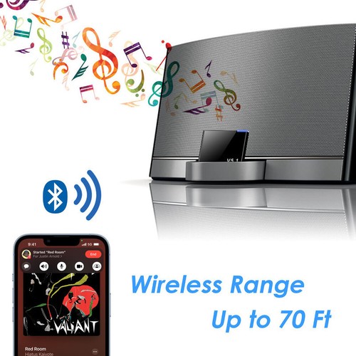 Adaptateur audio musical Bluetooth 5.1 récepteur 30 broches haut-parleur de station d'accueil pour iPhone iPod - Photo 2/9